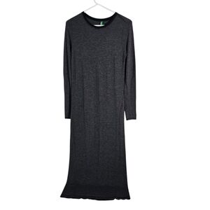 United Colors of Benetton Black/White Striped Long Sleeve Knit Midi Dress S/M